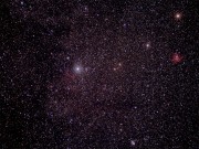 окрестности гамма Кассиопеи<br />NGC281 красная туманность справа и скопление NGC457 внизу<br />9x2мин800ISO<br />Юпитер37,EQ,Canon350Da